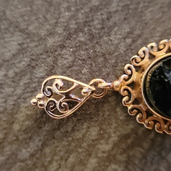 Copper CU Raw Obsidian Lace Gothic Pendant Necklace - Picture 5 of 7